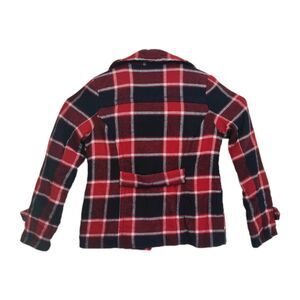 American Eagle Outfitters women's lined pea coat style jacket, L, red/blue plaid